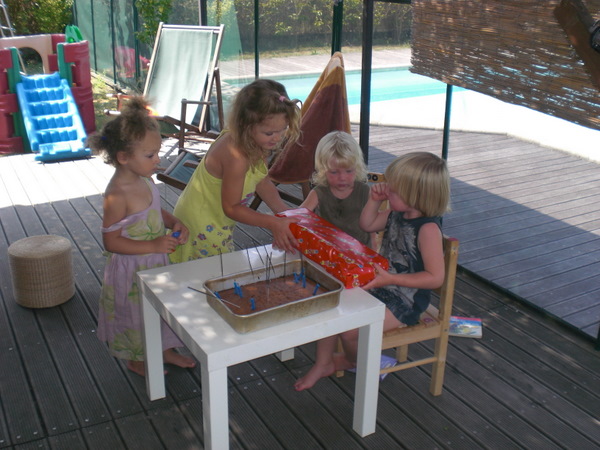 Cake and prezzie with Joycey and Chloe