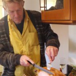 carving the outrageously large turkey